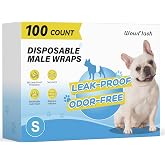Wowflash 100 Count Dog Belly Bands for Male Dogs, Male Dog Diapers Disposable, Leakproof Dog Wraps with Wetness Indicator, Breathable Quick-Dry, Secure Fit for Doggy Puppy Training, Small