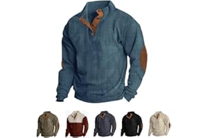 Dudlle Men's Sweaters, Men's Outdoor Casual Stand Button Long Sleeve Sweater, Vintage Pullover Collar Sweater