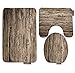 WONDERTIFY Bath Mat,Wood,Rustic Old Barn Wood Bathroom Carpet Rug,Non-Slip 3 Piece Bathroom Mat Set