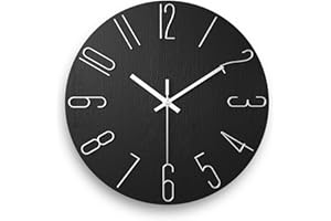 fapugh Wall Clock, Silent Clock, Wall Clocks Battery Operated， 12 inch Modern Wall Clock, Suitable for Offices, Living Rooms, Kitchens, Homes, Schools (Black)