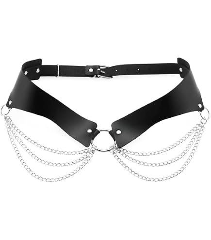 Amazon.com: Obmyec Punk Leather Body Chain Gothic Waist Belt  display picture 3