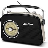 Byron Statics Portable Radio AM FM, Vintage Retro Radio with Built in Speakers, Best Reception and Longest Lasting, Power Plu