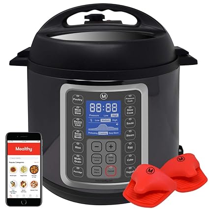 Mealthy MultiPot 9-in-1 Programmable Electric Pressure Cooker with Stainless Steel Pot, Steamer Basket and Instant Access to Mealthy Recipe App. Pressure Cook, Slow Cook, Saute & More (6 litres)