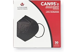 Vitacore CAN95e Disposable Black Earloop Mask 30 Pack | High Filtration, 5-Ply Protection | Premium Skin-Friendly Materials |