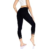 Women's Lace Trim Leggings 3/4 Length Capri Stretchy High Waist Yoga Cropped Leggings Lightweight Tights