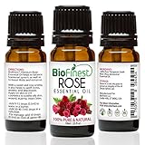 Biofinest Rose Essential Oil - 100% Pure Organic Therapeutic Grade - Best for Aromatherapy, Mood Relaxing, Hormonal Balance, Ease Headache Cramp Cold Wrinkles Acne Stretch Mark - FREE E-Book (10ml)