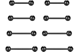 VCMART Nipple Rings Tongue Rings Stainless Steel 14G Straight Barbells Piercing Jewelry 12mm,14mm,16mm,18mm