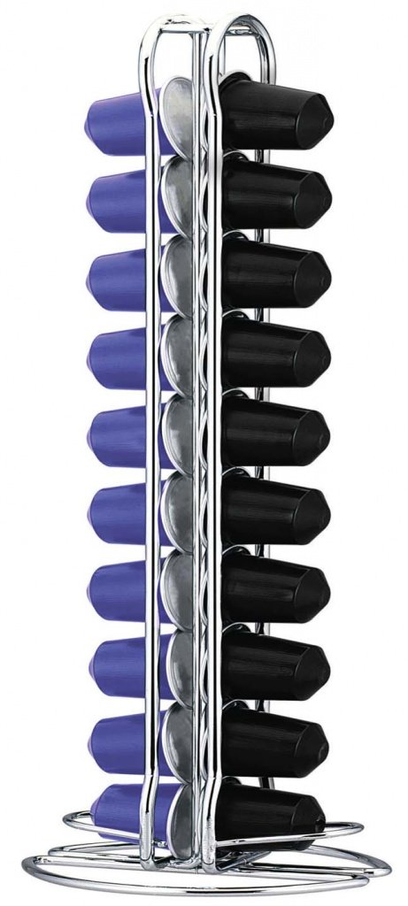 Fackelmann Coffee Pod Holder, for Nespresso Capsules, Holds Up to 20 Pods, Chrome Plated, 37.3x10x8.7cm, Silver