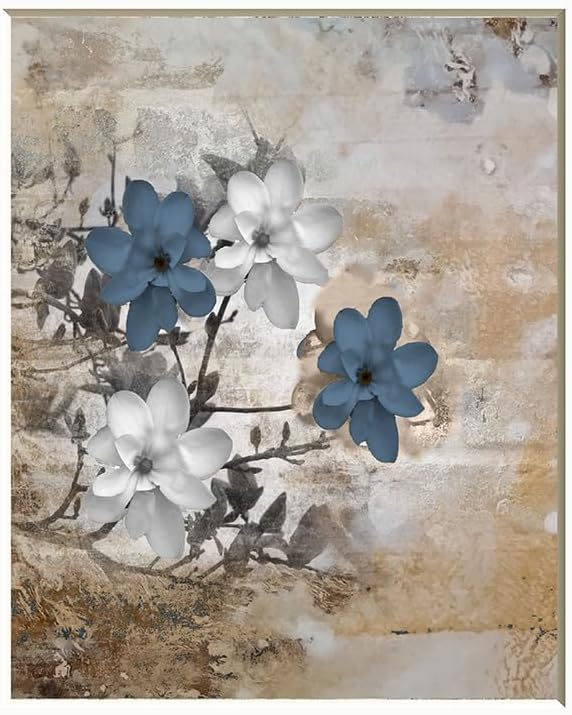 Photographs - Brown Beige Blue Home Decor Modern Rustic Flowers Photography Photo 8x10 with 11x14 mat Wall Art (8x10 with 11x14 mat)
