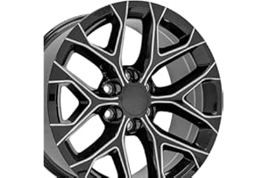 OE WHEELS LLC OE Wheels CV98 20 Inch Rims Fit Silverado 1500 Snowflake Style 6x139.7 20x9 Gloss Black with Milled Edge - Hollander 5668 (Set of 4)