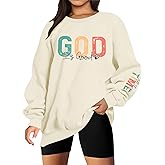 God is Good Sweatshirt Christian Shirts for Women Oversized Jesus Religious Pullover Bible Verse Inspirational Tops