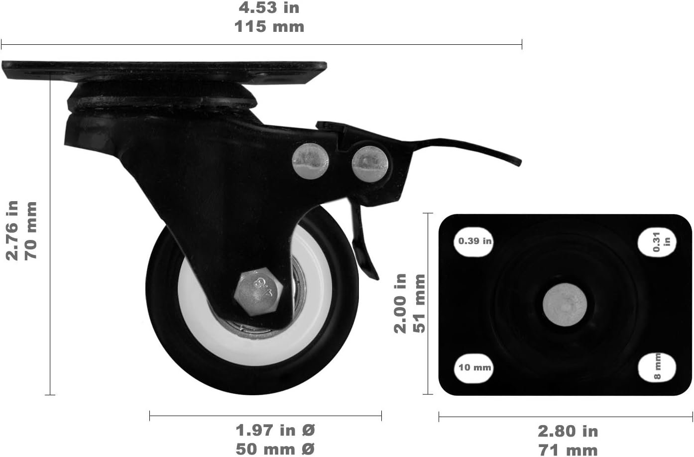 Nirox 4x Ruedas para muebles 50mm - Ruedas giratorias para cargas ...