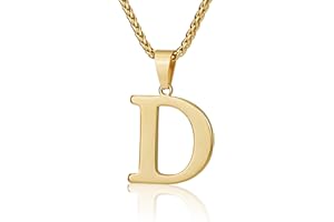 Suweibuke Initial Necklace for Men Women Boys Girls, 18K Gold Plated 26 Letters Pendant Necklace, Personalized Jewelry Gifts