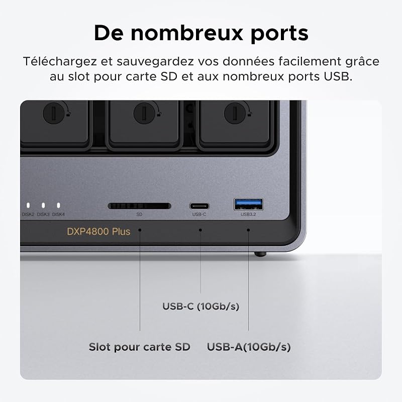 NASync DXP4800 Plus NAS 4 Baies, 8Go DDR5 RAM, Stockage en Réseau