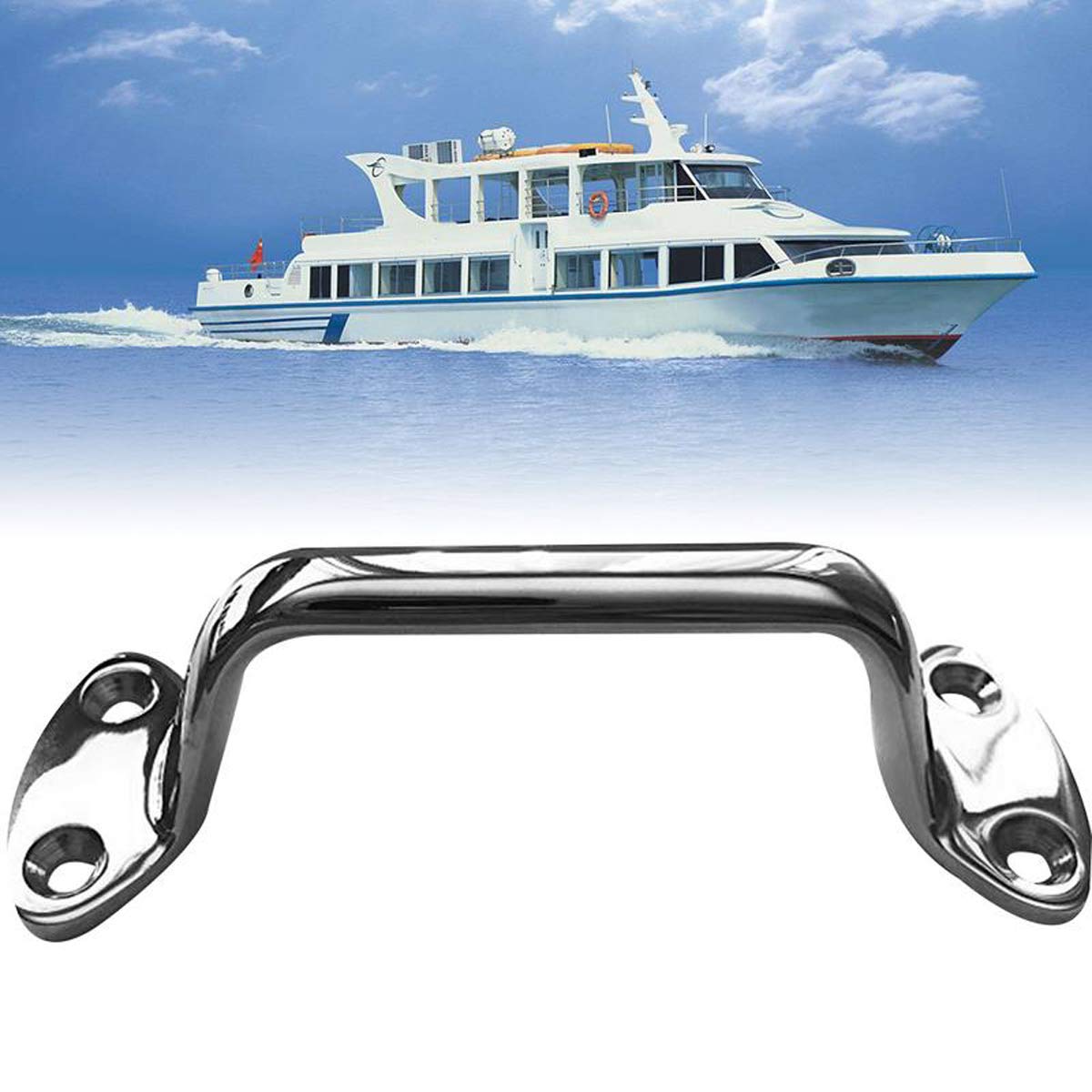 GOFORJUMP 316 Stainless Steel 15cm Marine Boat Large Cleat Door Grab Handle Handrail Pull Replacement