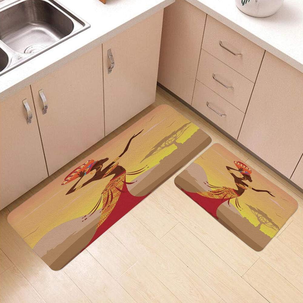 Afro Decor Juego de 2 alfombras de baño antideslizantes, 50,8 cm x 31
