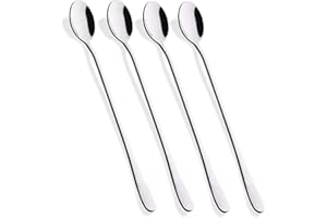9-Inch Long Handle Iced Tea Spoon, Coffee Spoon, Ice Cream Spoon, Stainless Steel Cocktail Stirring Spoons, Set of 4