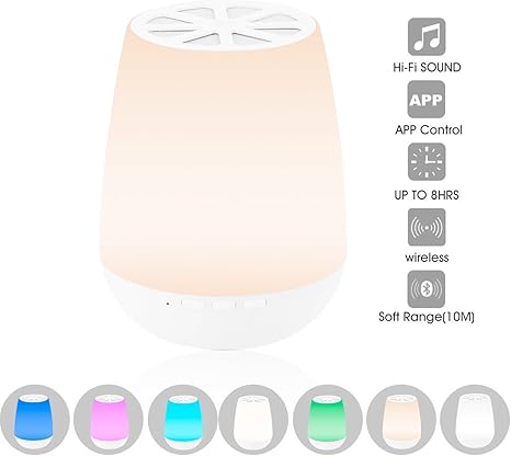 Led Nightstand Table Lamp Bluetooth Speaker By Quellance Smart Portable Bedside Table Lamps Music Player Combo Fun Relaxing Lighting Solution With Alarm Clock Home Decor Idea Amazon Co Uk Hi Fi