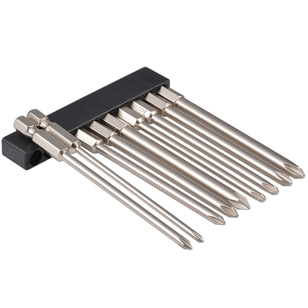 KATUR 9Pcs Hex Shank Magnetic Cross Phillips Screwdriver Bits Set for PC, Glasses, Mobile Phone, Laptop, Watch Repair (100mm Length)