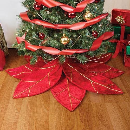 Red Poinsettia Christmas Tree Skirt (Certified Refurbished) - Thumbnail 5