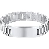 ChainsHouse Wristband ID Bracelets for Men, Stainless Steel/18K Gold/Black Metal Plated, Personalized Engrave Chunky Bracelet Bangle, with Removal Tool, 15MM/15.5MM Width, 8.27-8.66 Inch Length