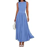 BTFBM Summer Maxi Dresses for Women 2026 Spring Sleeveless Casual Ruched High Waisted Long Sundress Flowy Beach Dress
