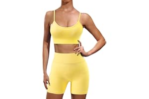 Ourgifts Workout Sets for Women 2 Piece Outfits Seamless High Waisted Workout Shorts Women with Sports Bra Sets Gym Clothes