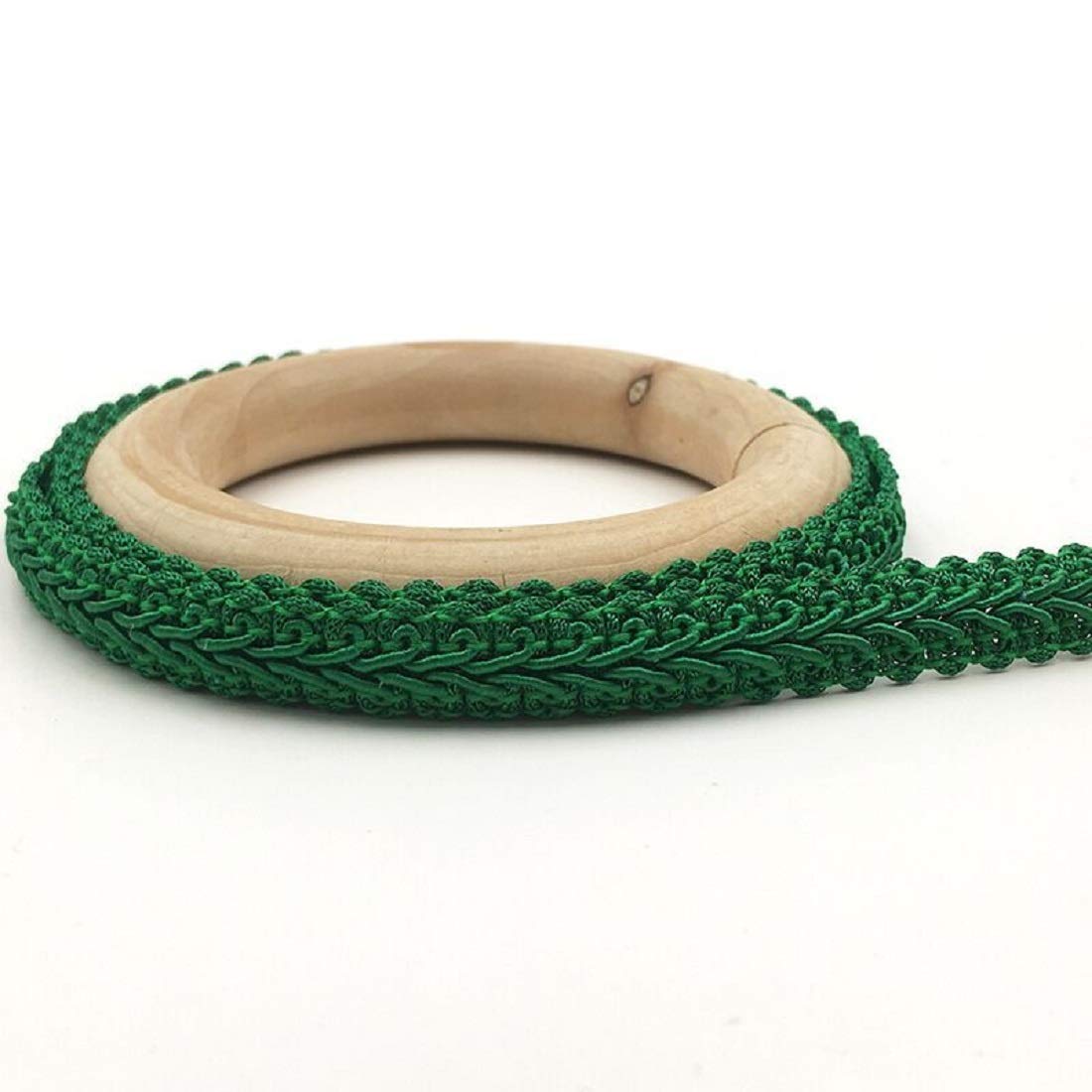 Yalulu 25 Meter Embroidery Braid Twist Fabric Cord Lace Trim Sewing Trimming Edge Craft Decorative Ribbon (Dark Green)