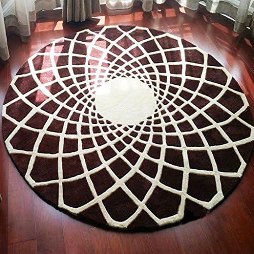 CarPET Rug mattress circular grid living room coffee table desk computer chair piano basket black white (Color : A, Size : Diameter 160cm)