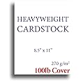 Extra Thick Cardstock - 100lb Cover (270gsm) - Blank White 8.5 x 11 - Heavyweight Printer Paper for Inkjet/Laser - 100 Sheets