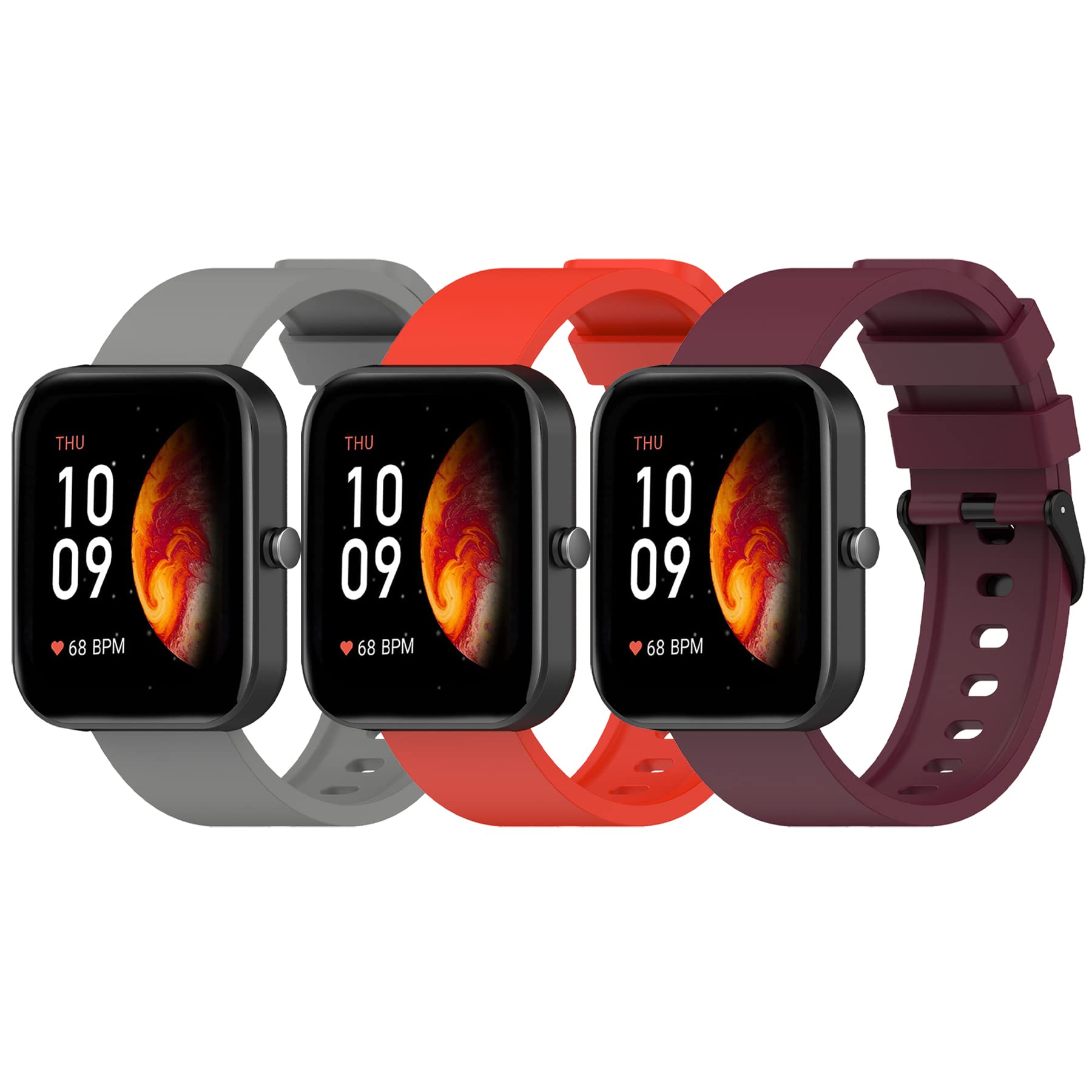 CHULN 3 Packs Strap Compatible with Amazfit Bip 3, Soft Silicone Sports Breathable Replacement Bands for Amazfit GTS/GTR 42 mm/GTS 2e/GTS 2/GTS 2 Mini