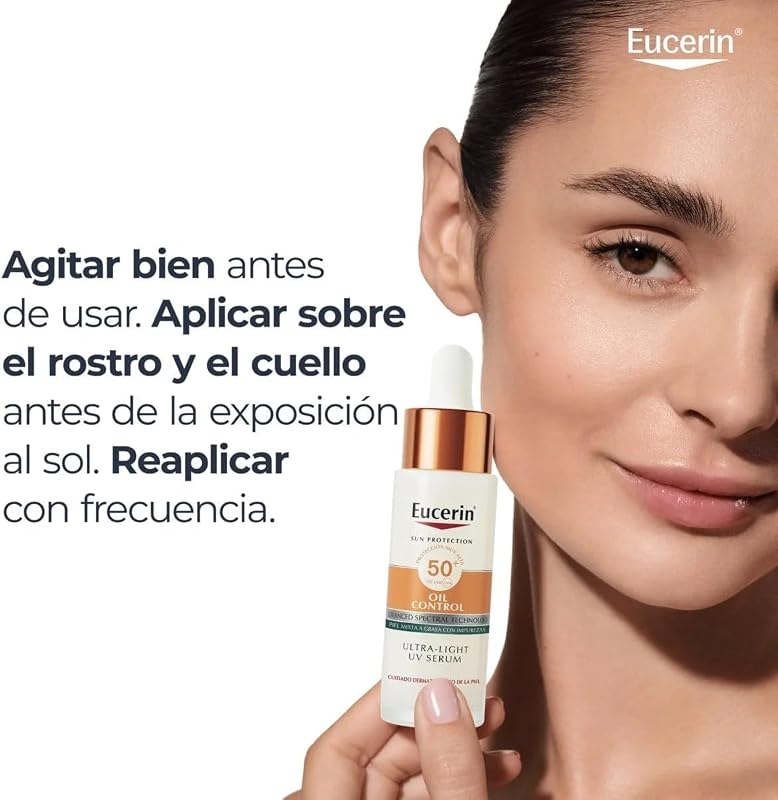 Sun Face Oil Control Sérum Facial UV FPS50+ 30ml - Protector Solar Facial 50 Ligero y Matificante - Sérum con Protección Solar 50+ y Complejo Anti-Polución - Invisible - Piel Mixta/Grasa
