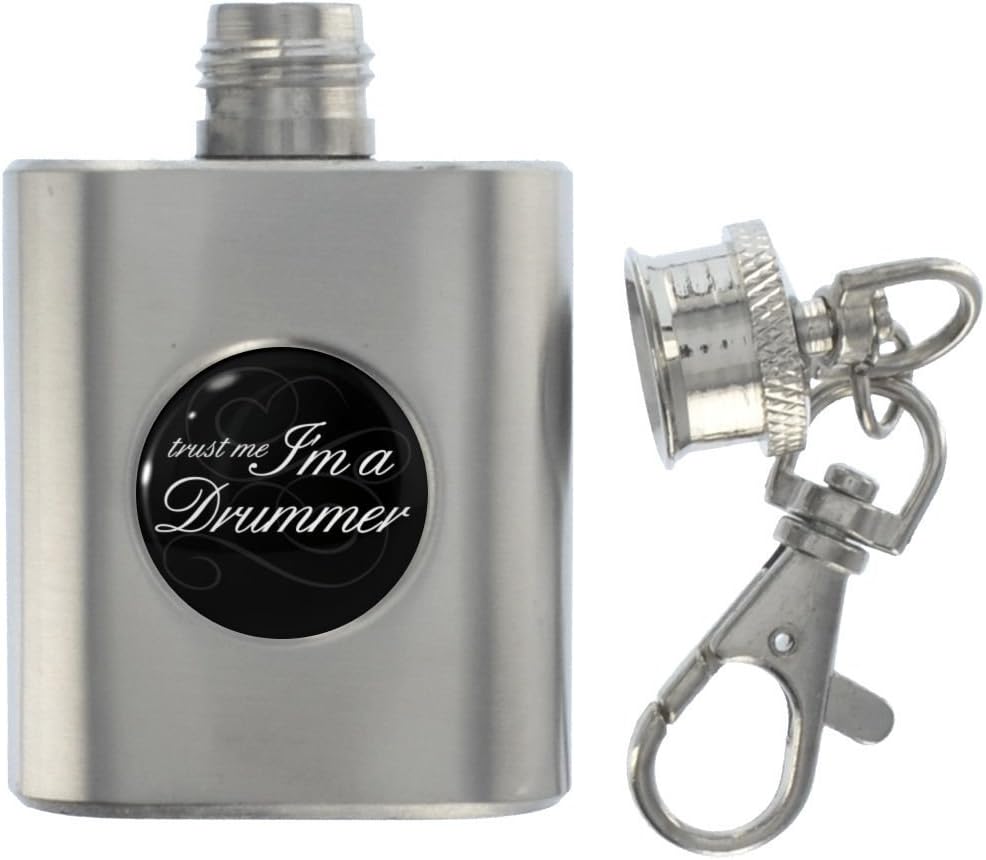 1StopShops Trust Me I'm a Drummer Metal Miniature Flask Keyring