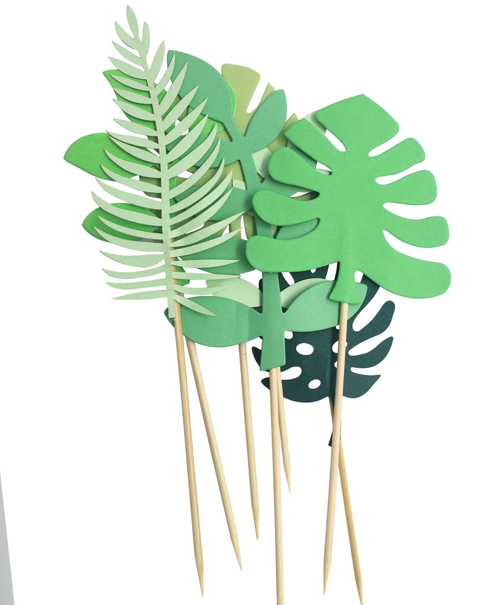 Eysii Tropical Palm Leaves Cake Topper for Wedding, Birthday, Luau, Baby Shower - Green