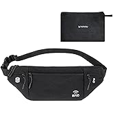 Travel Money Belt for Men and Women hidden slim passport holder - travel wallet with RFID blocking under clothes to protect Cash, Credit Cards and Documents (BLACK)