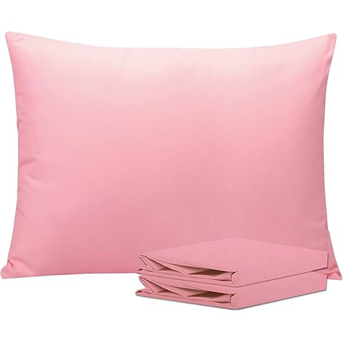NTBAY Standard Pillowcases Set of 2, 100% Brushed Microfiber, Soft and Cozy, Wrinkle, Fade, Stain Resistant with Envelope Closure, 20 x 26 Inches, Pink
