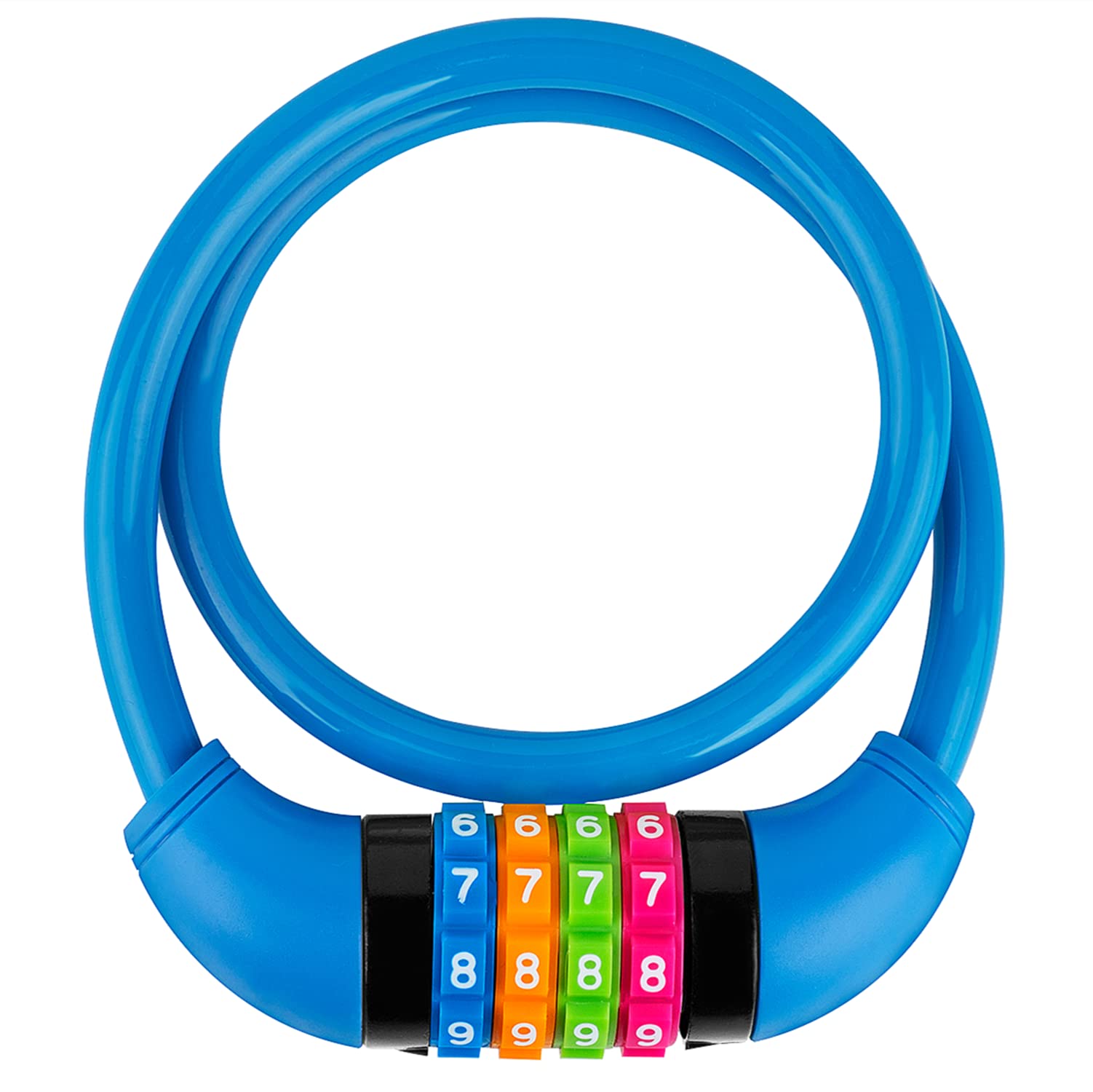 Photo 1 of IDEALUX Bike Lock Cable, Bicycle Cable Lock with 4 Digit Combination & Large Lock Head, Resettable Kids Bike Cable Lock, 2 Ft x ?0.45 in, Lock for Bike, Scooter, Skateboard, Motorcycle, E Bike (Bule)