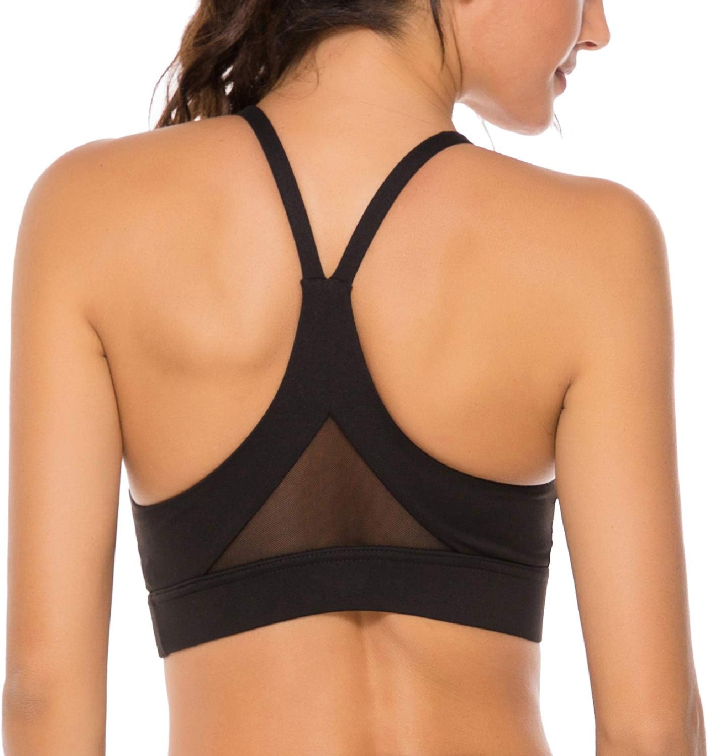 nine bull Sports Bra for Women - Womens Strappy Sports Bra Mesh Open Back Sports Bra for Workout Yoga Gym
