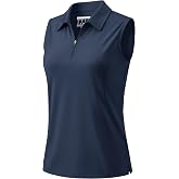 MAGCOMSEN Womens Golf Shirt Sleeveless Polo Quarter Zip Tennis Tank Tops | UPF 50+, 1/4 Zip Collar, Princess Seam, Moisture-wicking, Quick Dry, Comfortable, Sun Protection, Athletic, Collared, Cool