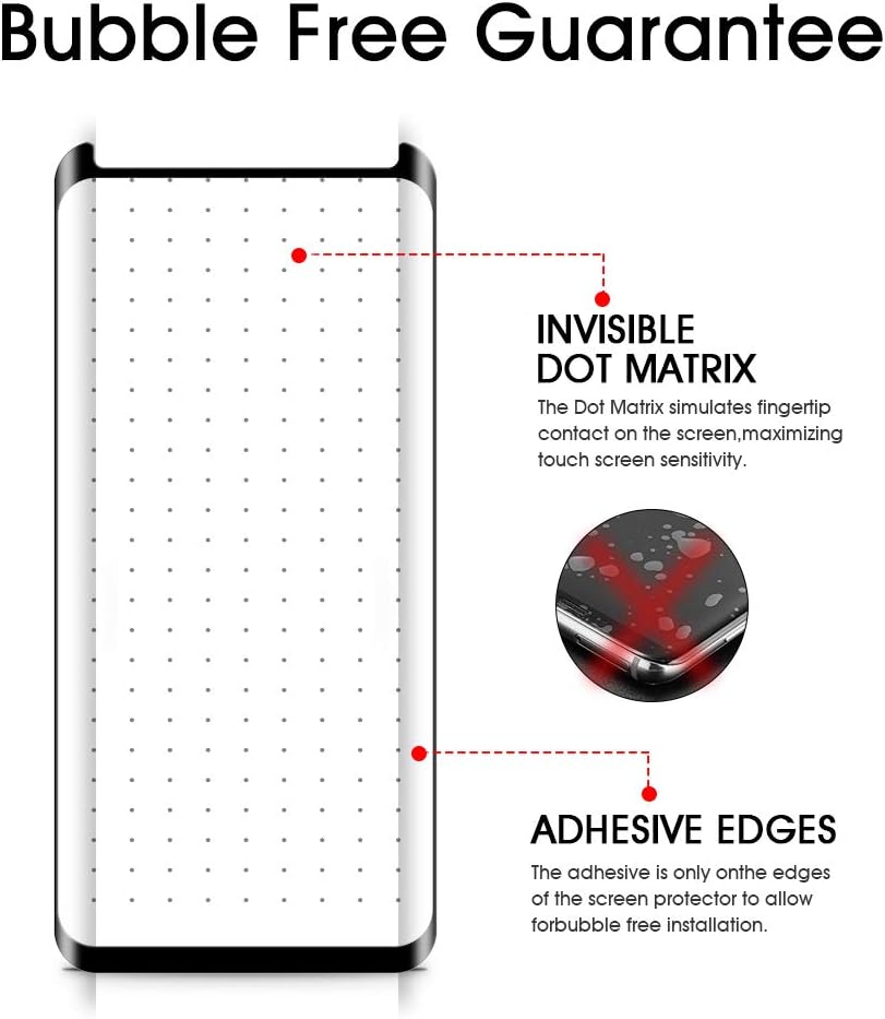 Galaxy S8 Screen Protector Tempered Glass (2 Pack), OTAO 3D Curved Dot Matrix Glass Screen Protector for Samsung Galaxy S 8 with Installation Tray [Case Friendly]