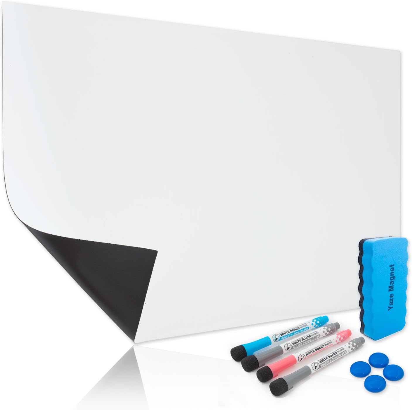 Magnetic Dry Erase White Board Sheet for Kitchen Fridge with New Stain Resistant Technology |17X11| Includes 4 Markers and Magnetic Eraser|Perfect for Writing Notes and Reminders on The Refrigerator