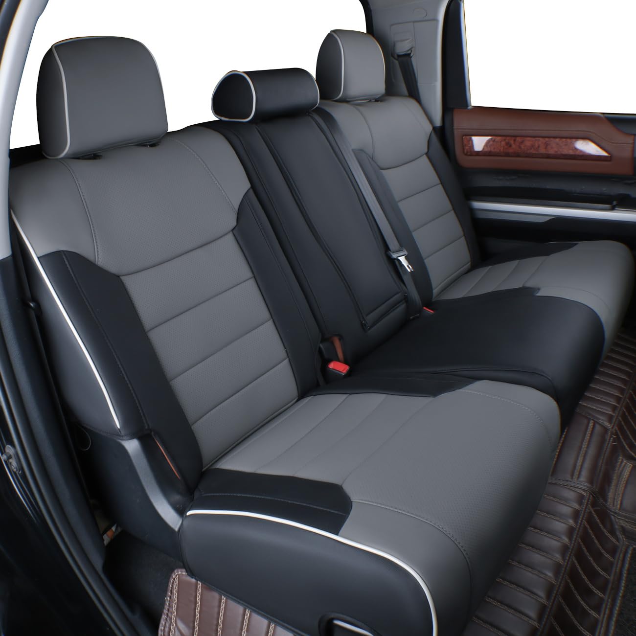 EKR Tacoma Back Seat Covers Custom for Select Toyota Tacoma (Hybrid) 2024 2025 Double cab TRD Sport,TRD Off-Road,Limited,Trailhunter- Second Row Only,Leather (Black/Gray) Image EKR Tacoma Back Seat Covers Custom for Select Toyota Tacoma (Hybrid) 2024 2025 Double cab TRD Sport,TRD Off-Road,Limited,Trailhunter- Second Row Only,Leather (Black/Gray) Image
