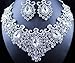 Janefashions Stunning Clear Austrian Rhinestone Crystal Necklace Earrings Set N12187 Silver