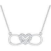 Rosec Jewels Certified Cubic Zirconia Infinity Necklace With Silver Chain, Aaaa Quality, CZ Heart Necklace - Romantic Present For Her