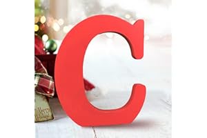 AOCEAN 6 Inch Red Wood Letters Unfinished Wood Letters for Wall Decor Decorative Standing Letters Slices Sign Board Decoration for Craft Home Party Projects (C)
