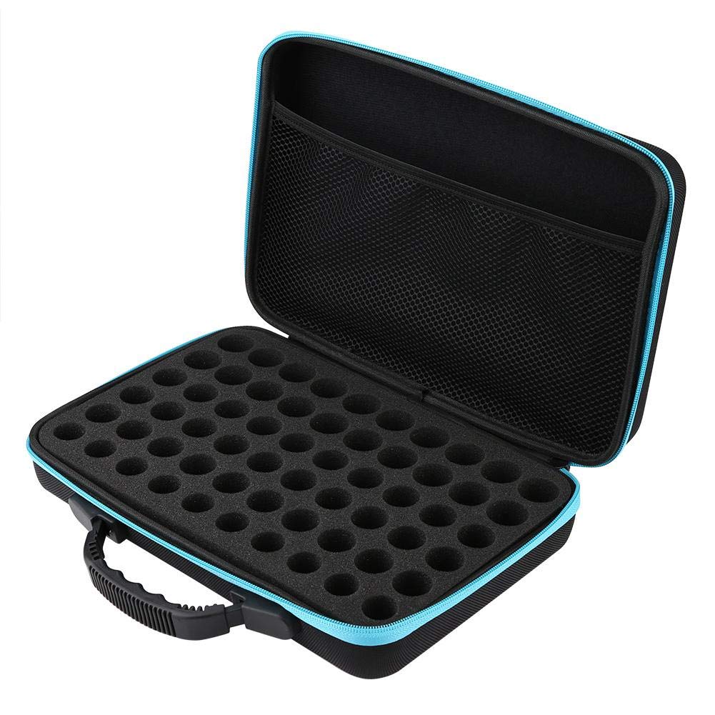 Wifehelper Essential Oil Carrying Case Hard Shell Case,60 Bottles Suitable for Bottles 5ml,15ml Hard Shell Travel Aromatherapy Oils Organiser Shockproof Holder Protective Bag(Blue)