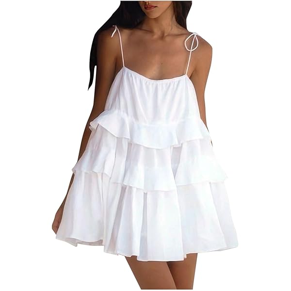 Amazon.com: HGps8w Cute Layered Mini Dress for Women Tiered