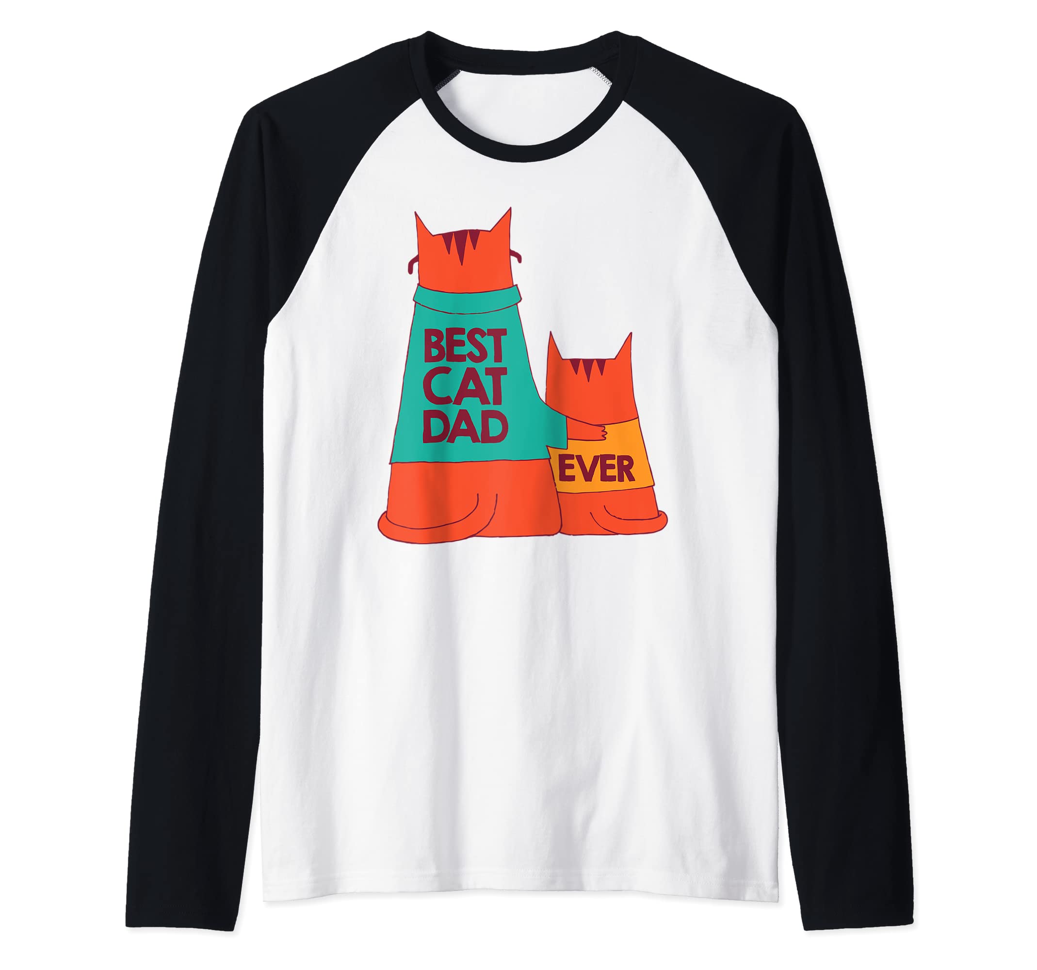 Mens Best Cat Dad Ever Kitty Cat Meow Pet Animal Father Day Raglan Baseball Tee
