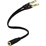 Headphone Splitter for Computer 3.5mm Female to 2 Dual 3.5mm Male Headphone Mic Audio Y Splitter Cable Smartphone Headset to 
