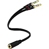 D & K Exclusives Headphone Splitter for Computer 3.5mm Female to 2 Dual 3.5mm Male Mic Audio Y Splitter Cable Smartphone Head